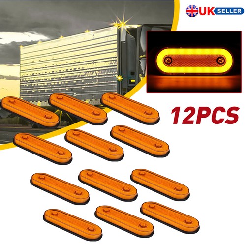 Orange Amber Side LED Marker Lights Oval 6/12x 24V 12V Neon Trailer Truck Lorry - Picture 13 of 17