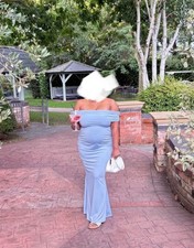 New Look Maternity Women’s Blue Off-the-Shoulder Sleeveless Maxi Dress M