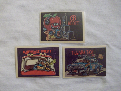 (3) 1978 DONRUSS CB CONVOY CODE STICKERS w/CB ADDICT,TIJUANA TAXI,ASPHALT PILOT