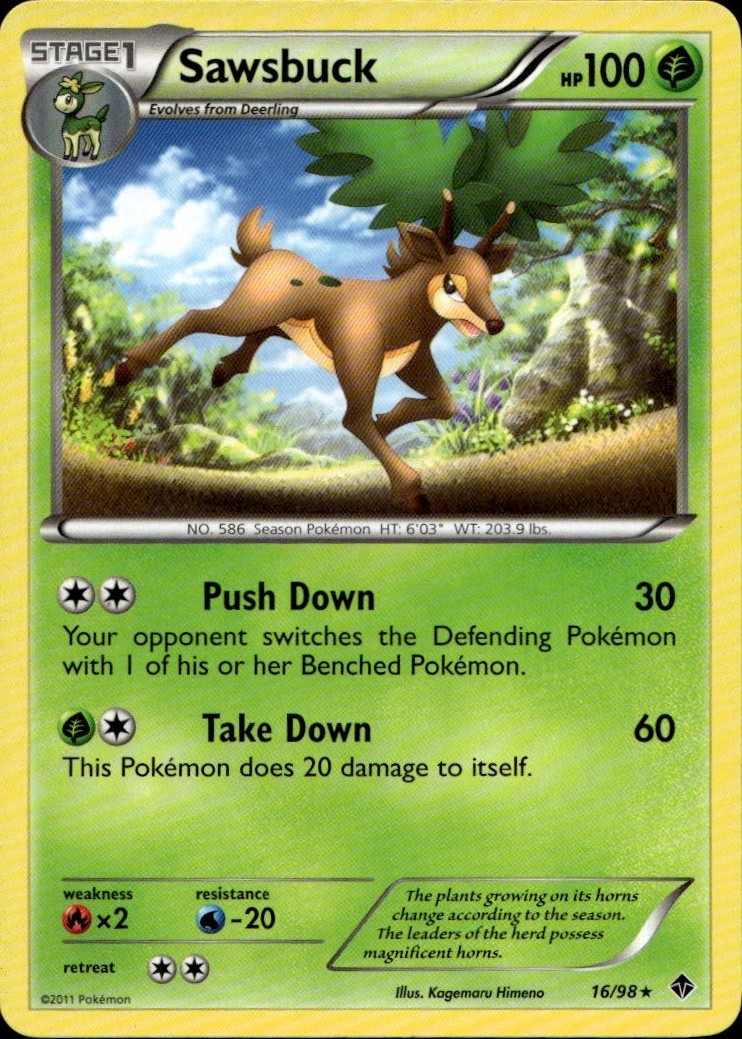 Sawsbuck 16/98 Rare Emerging Powers Pokemon Lightly Played
