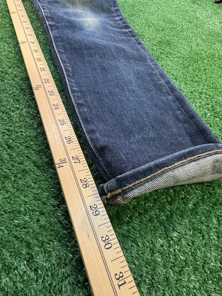 Pantalones de mezclilla para hombre Uniqlo con ribete talla 32x32 azul, calce recto, descoloridos Foto 3 de 4