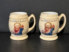 1890s HIRES ROOT BEER STONEWARE SODA FOUNTAIN ADVERTISING ROOT BEER MUG METTLACH