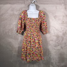 RIXO x Target Floral Puff Sleeve Smock Dress Womens Size Small Multicolor
