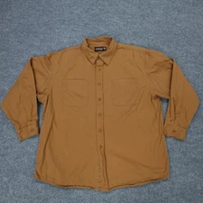 Jesse James Workwear Shirt Mens 2XL Brown Twill Button Front Long Sleeve