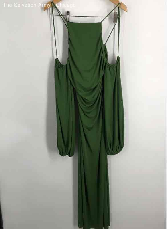 Zara Womens Green Square Neck Long Sleeve Casual Maxi Dress Size Medium