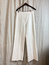 VTG 70s Women  s Disco Pants White Ribbed Medium High Rise Wide Leg Casual Comfy