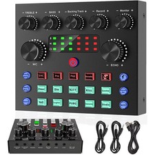 V8S External Sound Card with Bluetooth for Live Streaming Audio Mixer Broadcast