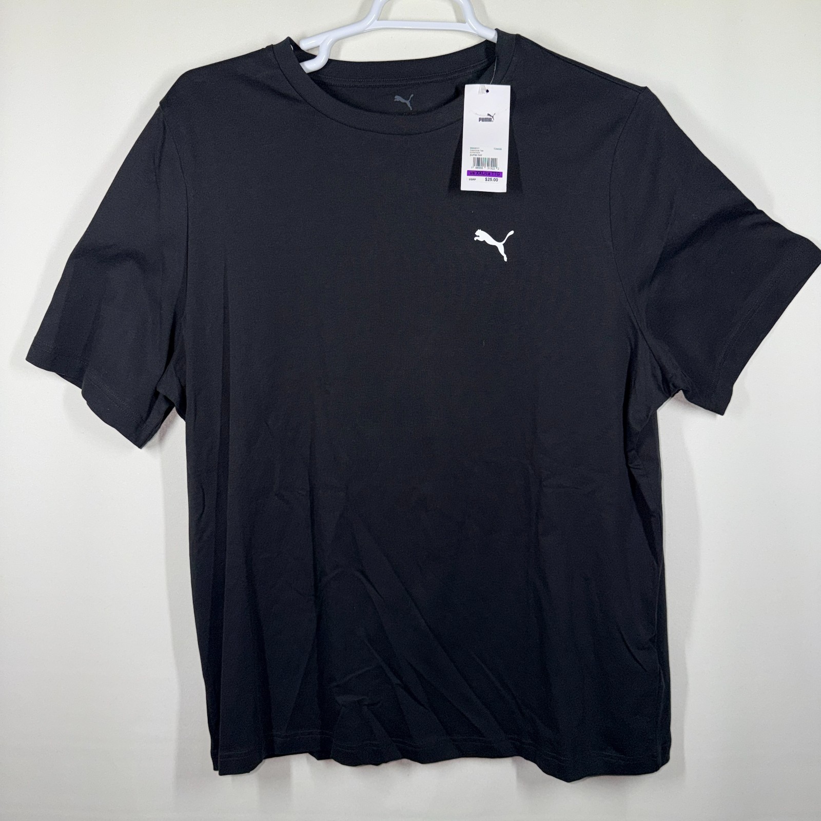 PUMA Mens Size XXL Colorblock Black Short Sleeve T-Shirt Logo Back Cougar New thumbnail 2