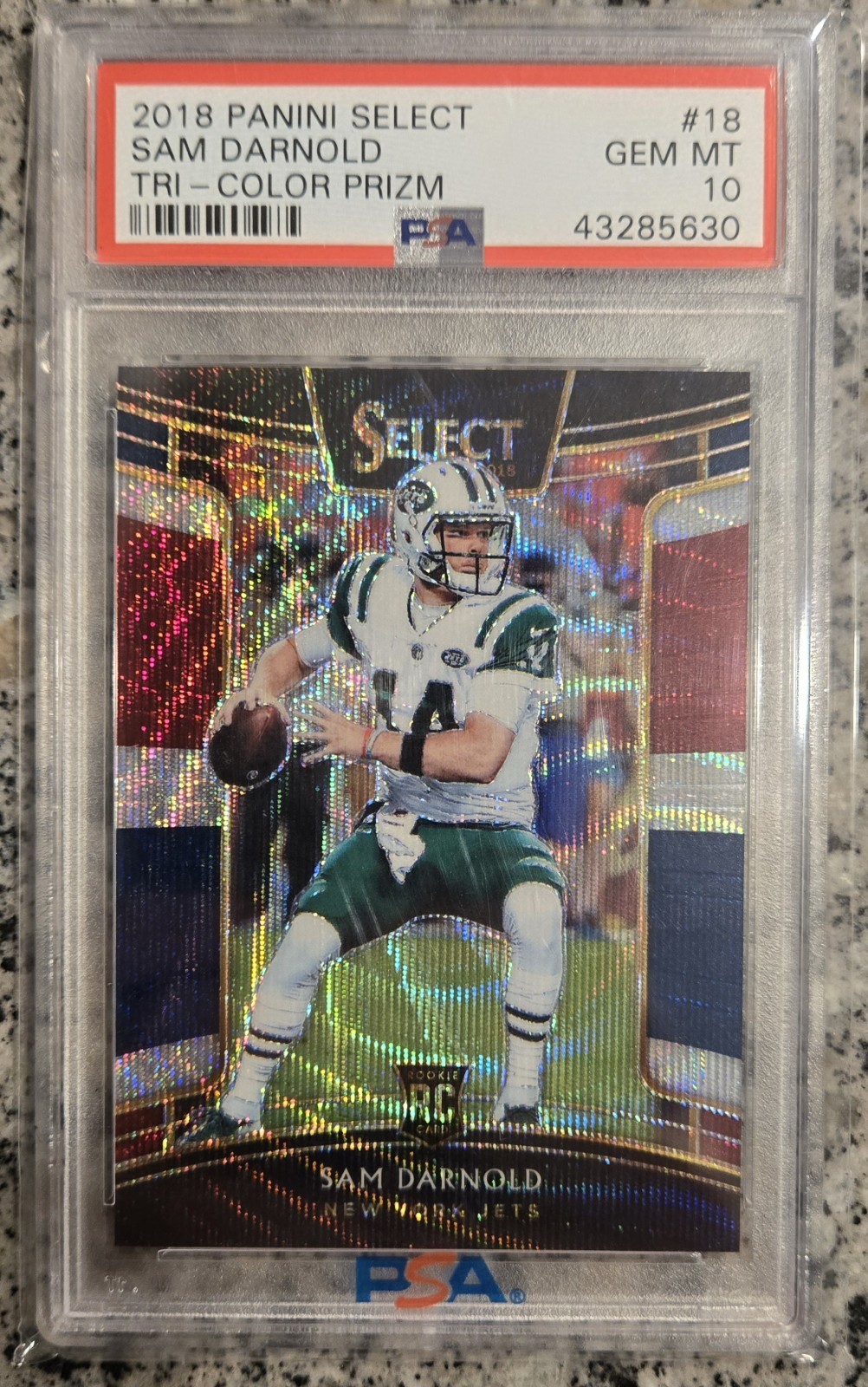 2018 Panini Select - Concourse Sam Darnold #18 Tri-Color Prizm /199 (RC)  PSA 10