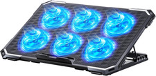 6-Fan Cooler Laptop Cooling Pad USB Stand Quiet LED Light Radiator PC Notebook
