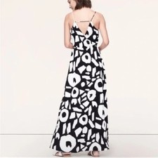 Ann Taylor Loft Maxi Dress Abstract Print Spaghetti Straps Size 0P