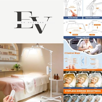 4-Wheel Rolling LED Floor Lamp for Beauty Techniques - Adjustable Height & Light