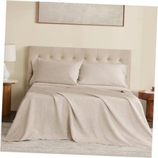 Pure Linen Sheets Set, 100 French Linen from Normandy, Queen Natural Linen