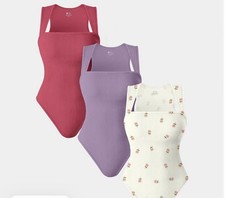 Women s Ribbed Tank Bodysuit 3-Pack One Piece Assorted Multicolor One Size