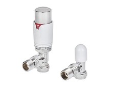 Flomaster radiator valve. White/Chrome. Bidirectional. 15mm bulk buy  of 3 sets