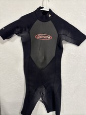 Hang Ten Spring Wetsuit Boys Medium Black Zip Up Short Sleeve