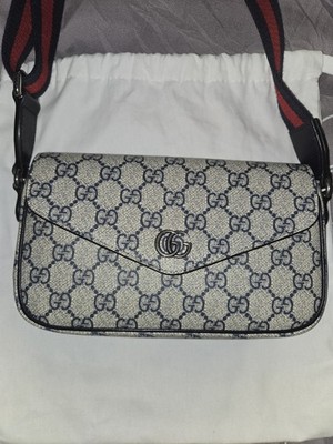 Gucci Ophidia Envelope Flap Mini Navy Blue Crossbody Shoulder Bag 