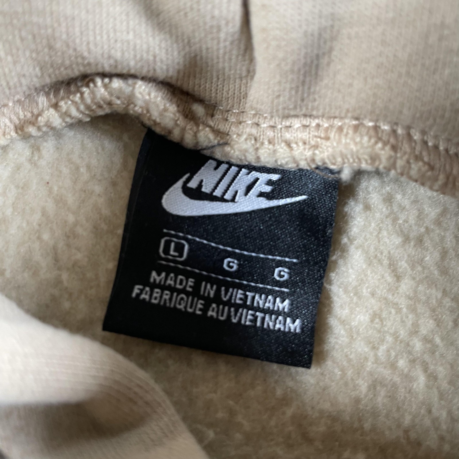 Nike Hoodie Mens Large Tan Beige Center Mini Swoosh Pullover Travis Scott