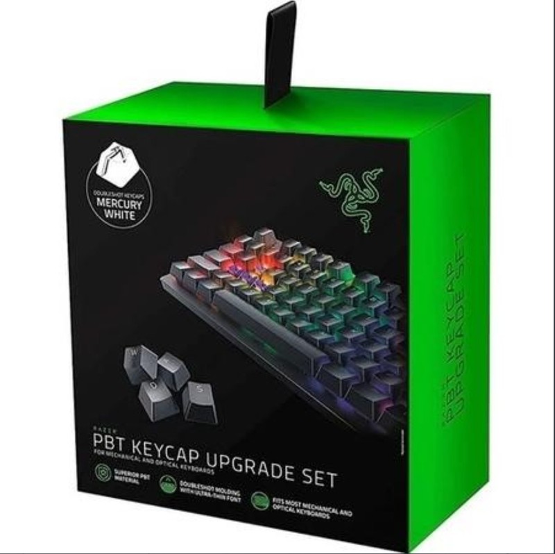 Razer PBT Keycap Upgrade Set Mercury White Doubleshot 104/105 Key US UK Sealed