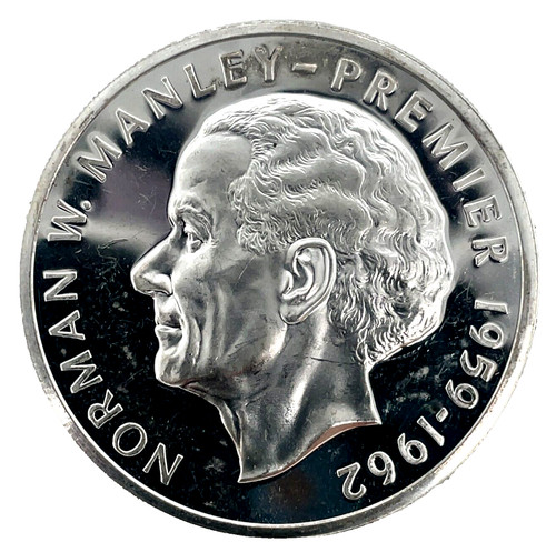 1975 JAMAICA 37.6 Gram SILVER PROOF $5 DOLLARS 42MM NORMAN MANLEY COIN