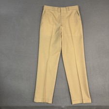 Lands' End Dress Pants Mens 32 Brown Straight Flat Front Cuffed 100 Wool USA