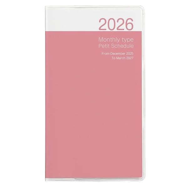 Nakabayashi 2026 Petit Schedule Monthly Planner, Pink, Psv-002-26P_ FS