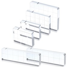 6 Pcs Acrylic Stamping Blocks Clear Grid Lines Scrapbooking Card Making Set