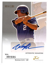 9/100 WIL MYERS 2011 Just Rookie RC Signed Autographed Auto Baseball Card #JS-20. rookie card picture