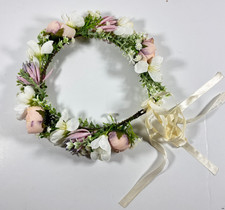 Pink Blue Flower Crown Wedding Quinceanera First Communion Boho Rose Halo FH Q