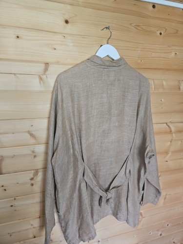 Flax by Jeanne Engelhart Blazer Size Large 100% Linen Beige Pockets Lagenlook - Picture 5 of 10