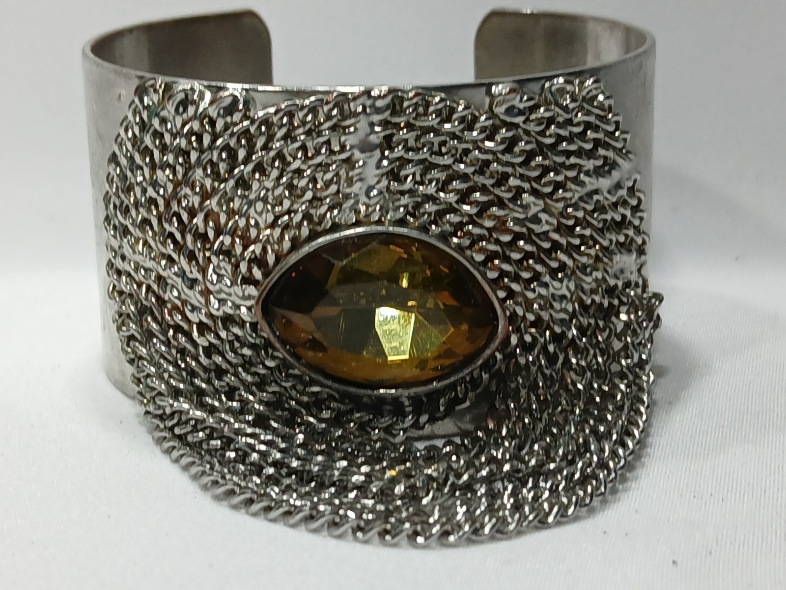 BCBGeneration Silver tone Chain Cuff Bracelet wit… - image 1