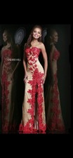 $650 Sherri Hill Dress Red And Nude 00