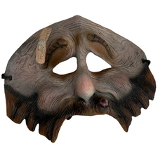 Vtg Creepy Old Man Mask Rubber Half Face Cigar Halloween Costume Party 1980s