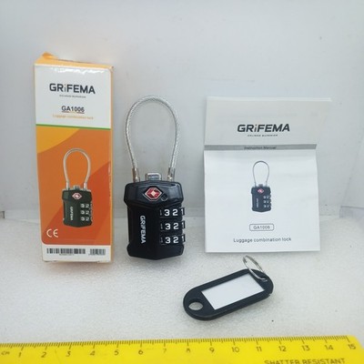 GRIFEMA TSA zugelassenes 3-stelliges Zahlen-Gepäckschloss mit flexiblem Stahlseil