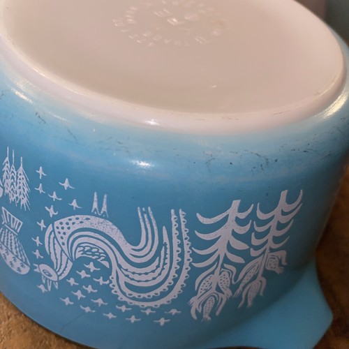 Vintage Pyrex 473 Turquoise Amish Butter Print 1 qt Casserole Dish - Picture 8 of 8