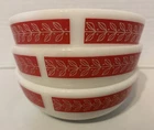 Vintage Pyrex By Corning  Table Wear Red Laurel Pattern #708 Lot Of 3