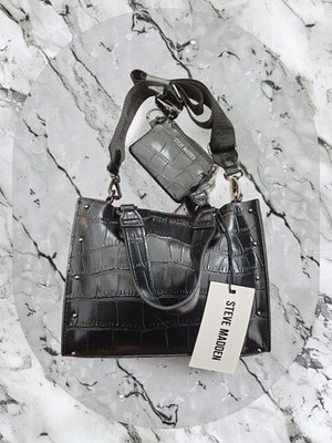 New Steve Madden croc embossed crossbody satchel bag with coin purse