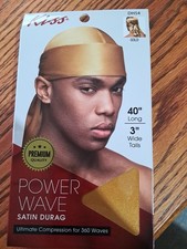 Power Wave Satin Durag Gold 40" Long 3" Wide Tails Kiss