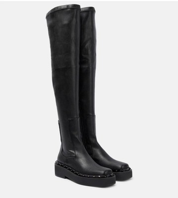 $1950 Valentino Garavani Rockstud M-Way Over The Knee Boots in Black Size 39/US9
