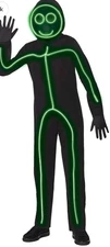 Light up stick figure Spirit halloween costume child 4-6 green