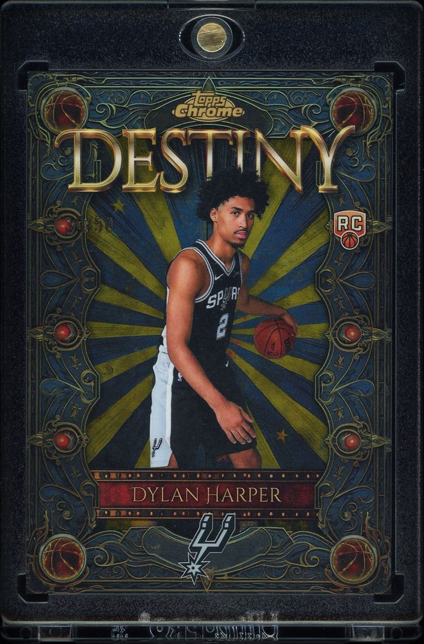 Dylan Harper 2025-26 Topps Chrome #D-2 Destiny Gold Refractor Rookie /50 Spurs