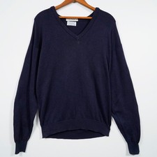 Vintage 80s Brooks Brothers Sea Island Cotton Sweater V-Neck USA Size 40 Navy