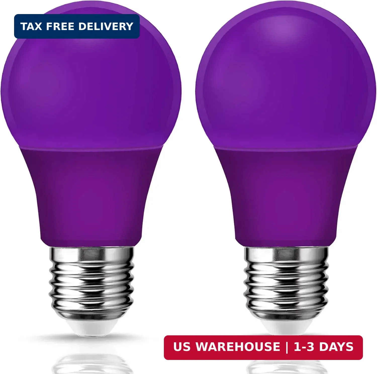 Purple Light Bulbs, 9W LED A19 Lamps 60W Equivalent, Halloween Light Bulbs, E26