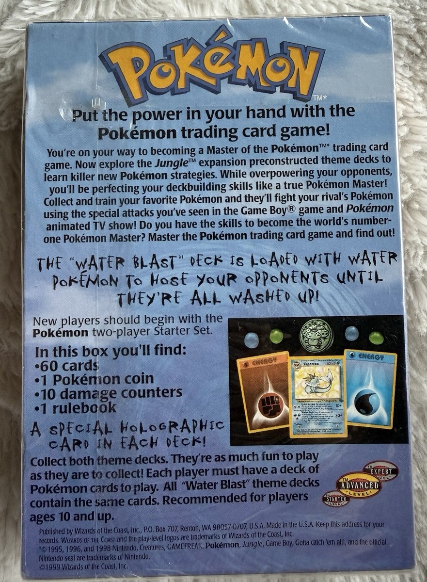 Pokémon TCG Jungle Water Blast Theme Deck 60 Cards 1999 Wizards of