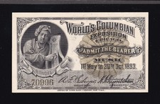US 1893 Handel Columbian Exposition Ticket Ch CU (996)