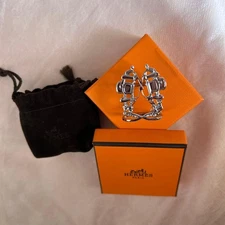 Unused Hermes Scarf Ring Brid de Gala Silver 34mm Paris Jewelry