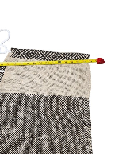 Poncho messicano scialle serape tessuto a mano - frangia nera e beige 28"x30" boho - Foto 3 di 5