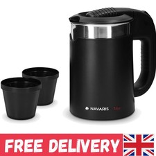 Durable Black Travel Kettle - 0.5L Capacity with Double-Wall Insulation
