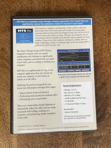 HTS iNet Computerized Home Vision Therapy CD-ROM Eye Strain Exercises - Picture 2 of 3