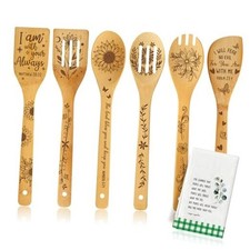 6 Pcs Christian Bible Verse Faith Religious Bamboo Spoon Set for Women Grandma
